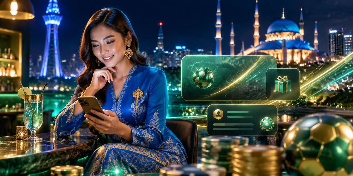 Pemain Selangor berbaju kurung menerima bonus deposit semasa bermain loteri dalam talian di 458